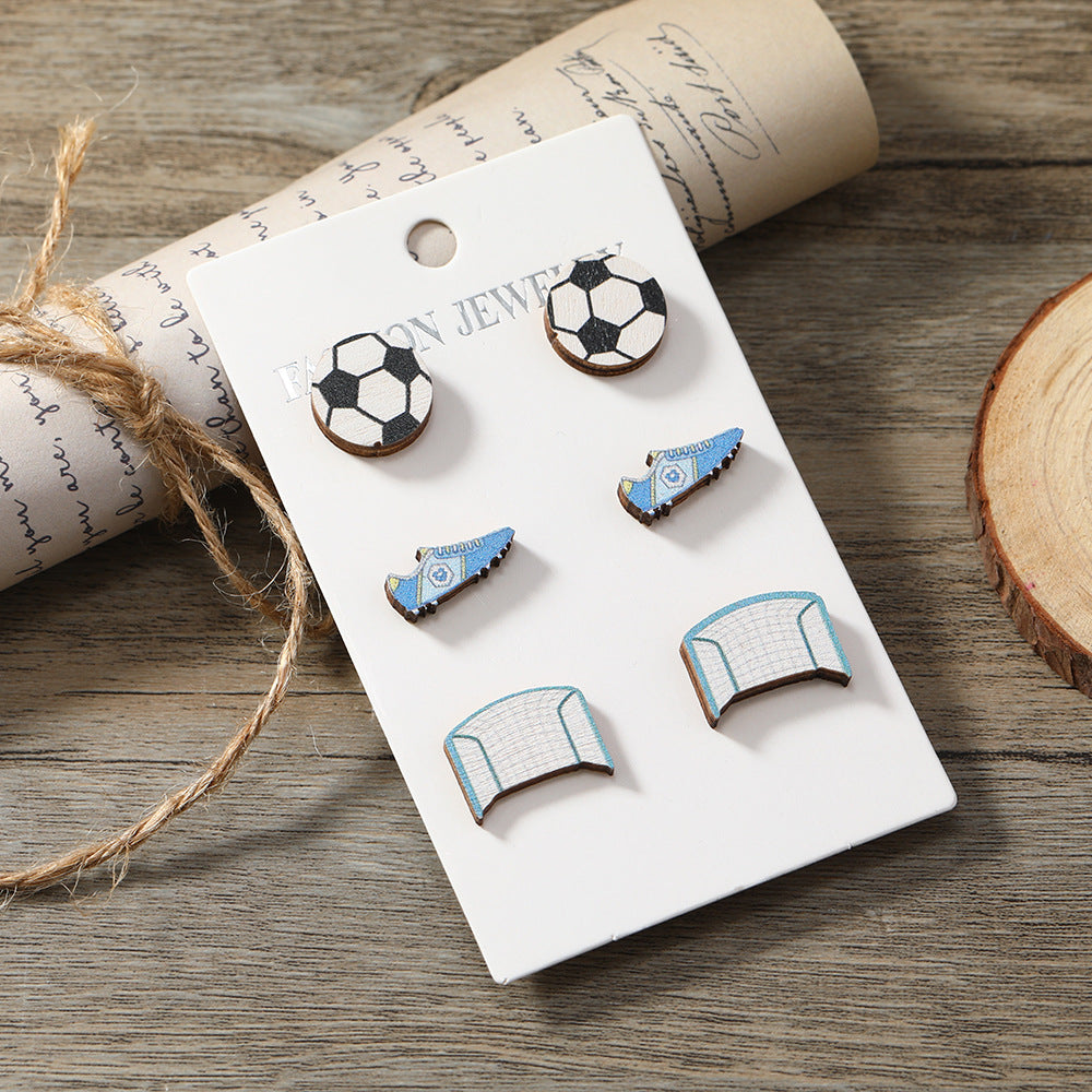 Wholesale Cartoon Football Set Earrings